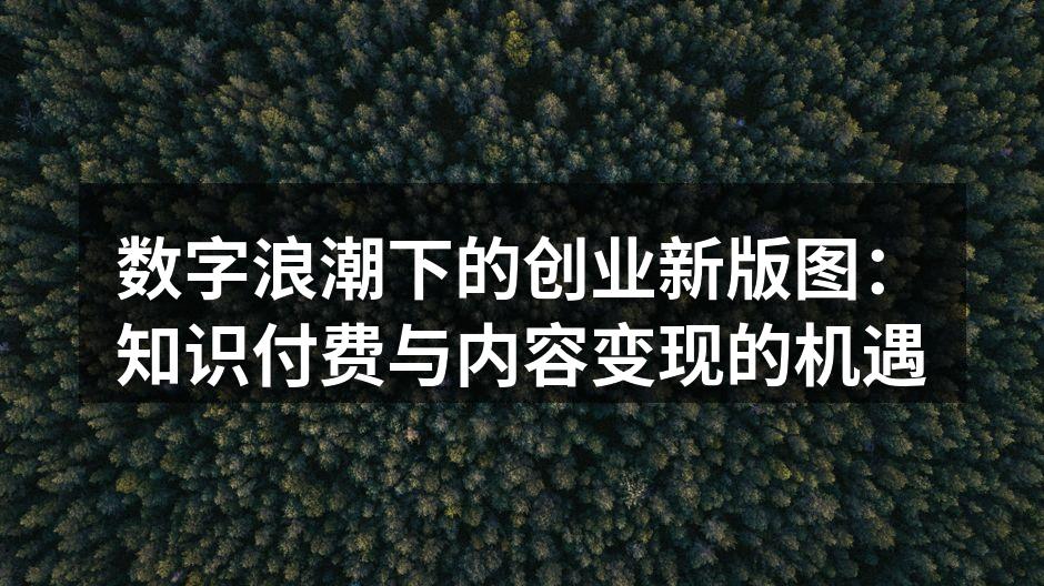 数字浪潮下的创业新版图：知识付费与内容变现的机遇
