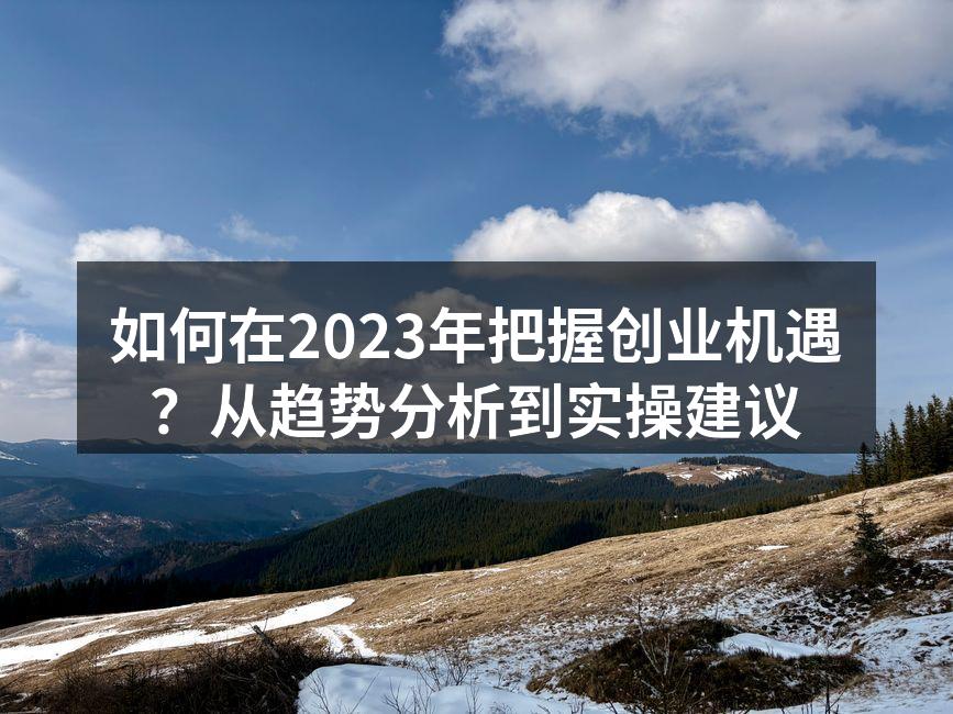 2023年创业趋势分析